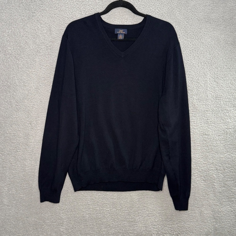 Brooks Brothers 346 Mens Navy Blue Merino Wool V-Neck Sweater Size M RN93986